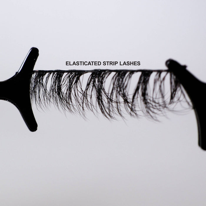 lash being stretched to show elasticated lash strips.