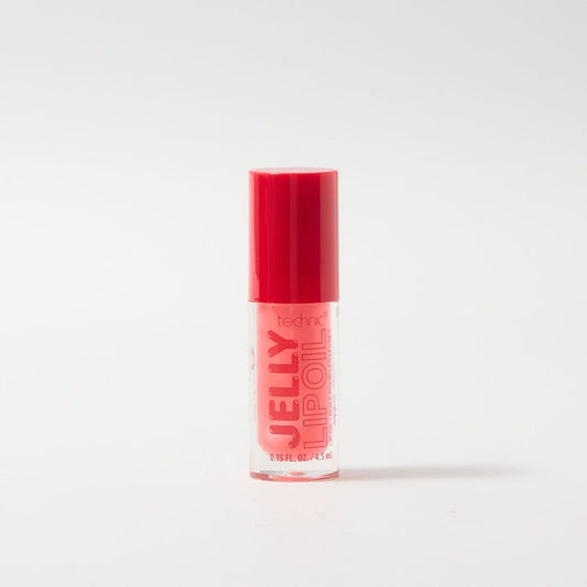 Single Technic Jelly Lip Oil tube with red cap and sheer coral-pink liquid