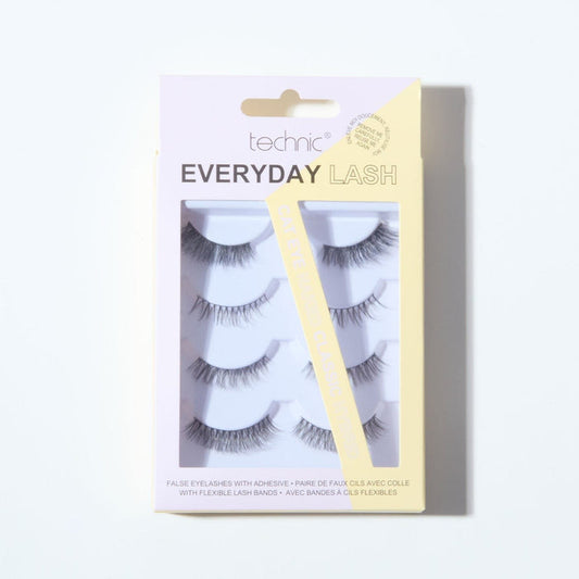 4 types of lashes in a purple and yellow pattern box.