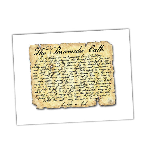 The Paramedics Oath Old Parchment Paper Design Glossy Print