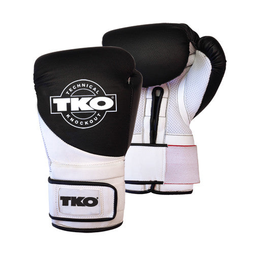 TKO Pro Training Gloves black and white front and back view