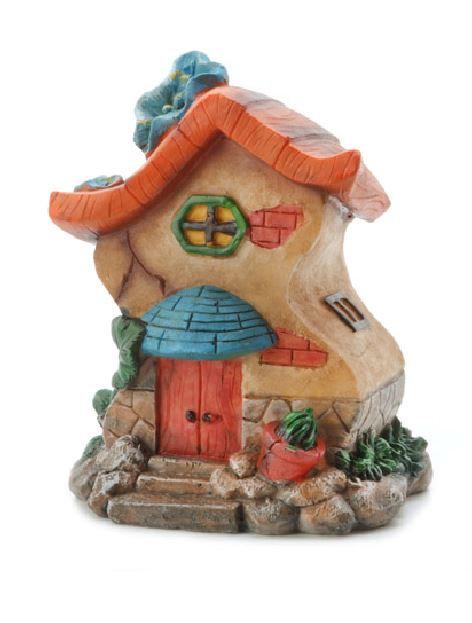 Orange Roof House,  6" Fairy Garden House, Birthday or Holiday Gift Idea, Table Centerpiece