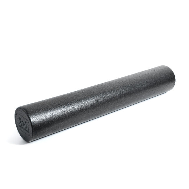 XM Fitness black foam roller angled view