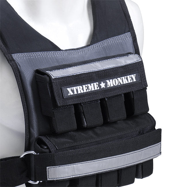 XM Fitness weighted vest close-up on mannequin