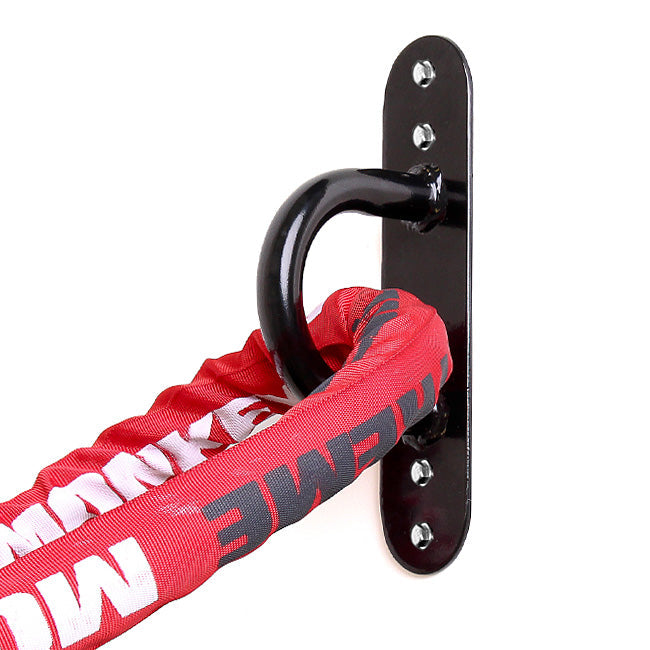 XM Fitness Battle Rope Anchor close-up with red sleeve