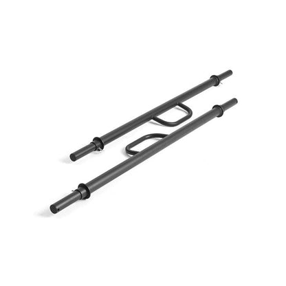 XM Fitness black farmer's walk bars angled view
