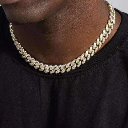 Diamond Cuban Chain + Bracelet Bundle in Yellow Gold - 12mm