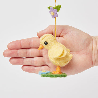 Yellow Spring Chick with Flowers Ornament