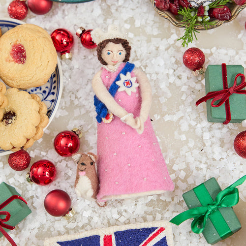 Young Queen with Corgi Ornament